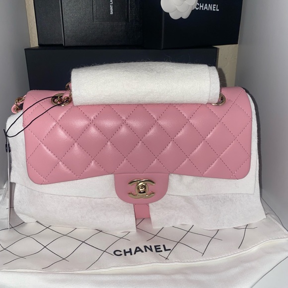 RARE NIB CHANEL CLASSIC DOUBLE FLAP PINK - Picture 17 of 17